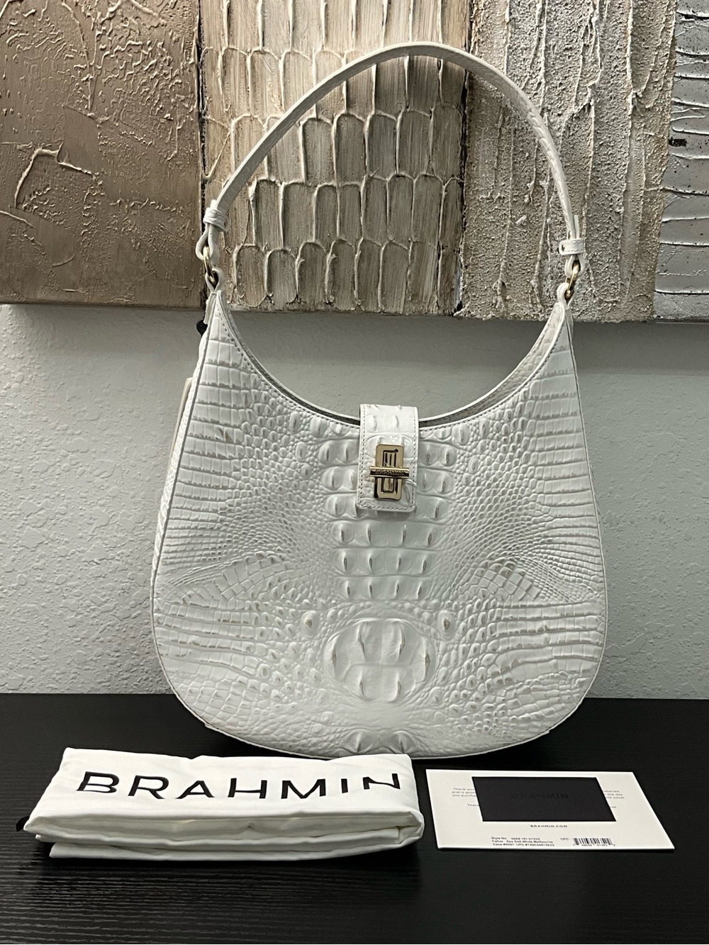 Brahmin Fallon SEA SALT WHITE Leather W/ Eye NWT